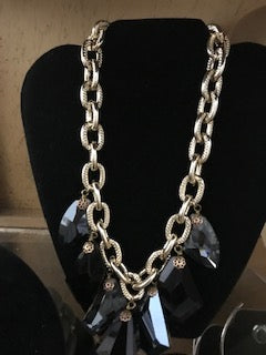 Two Toned Black Glassed Necklace